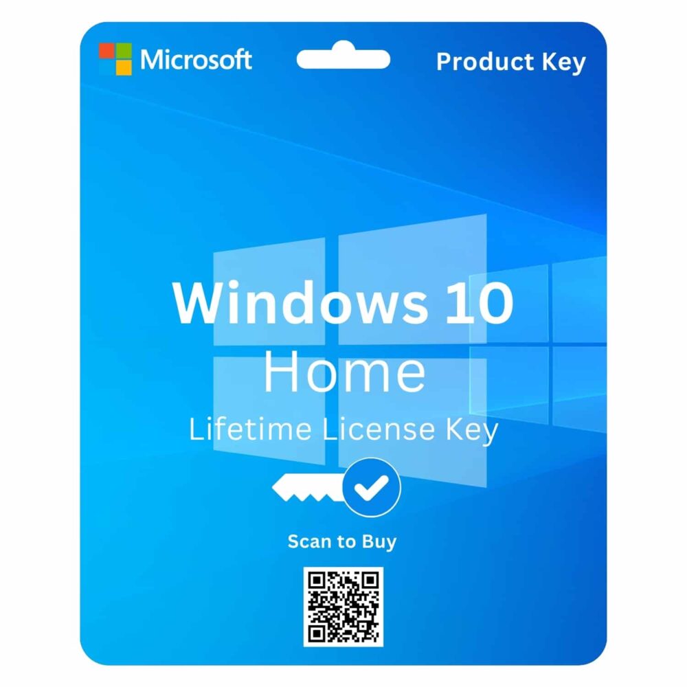 Microsoft Windows 10 Home Product Key - OEM, genuine license for lifetime activation.