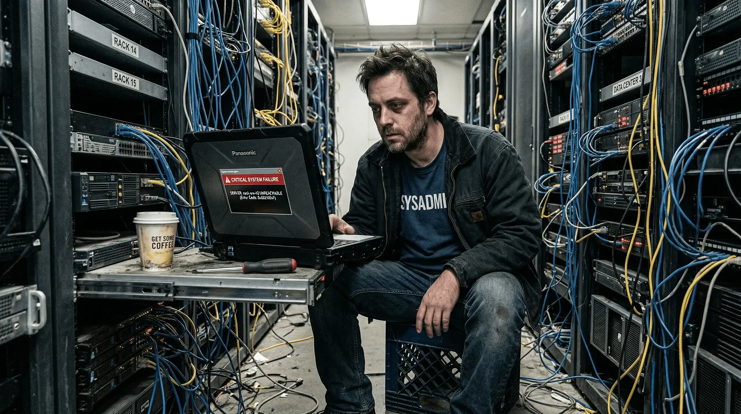 Frustrated sysadmin staring at a Windows activation error on an air-gapped server after Microsoft shut down offline phone activation in Dec 2025