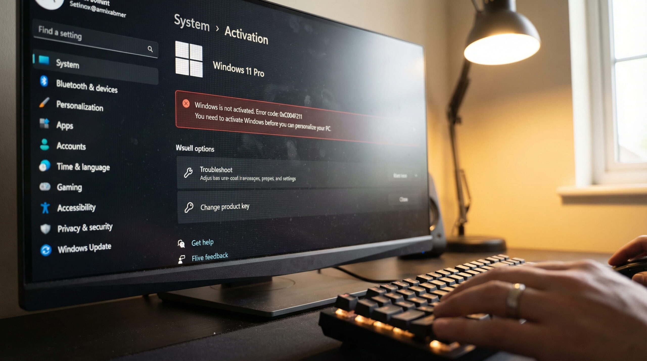 LCD monitor showing exactly how to fix windows 11 activation error 0xc004c003