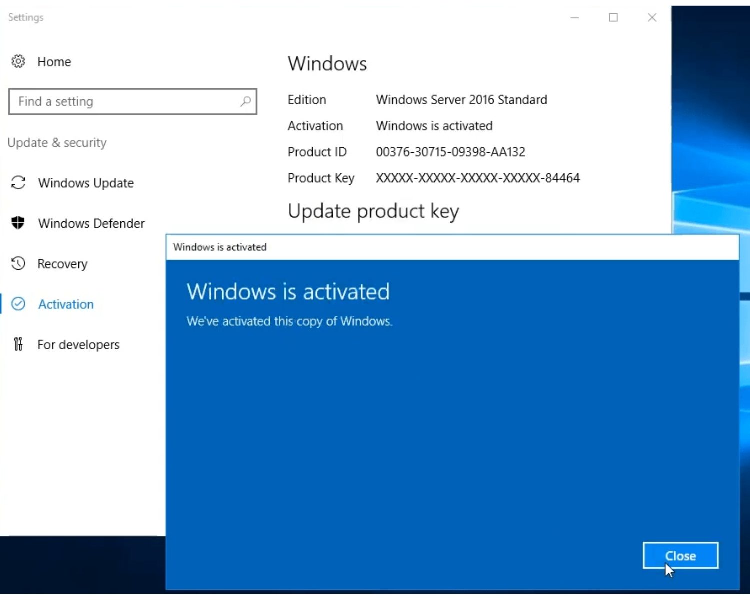 Microsoft Windows Server 2016 Standard License Key